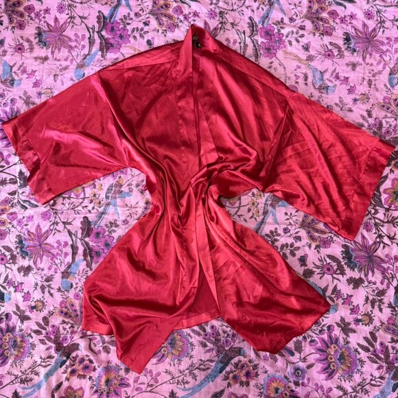 victoria' secret red satin sexy robe / lingerie - Picture 1 of 4